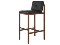 WOOD FRAME DINING - Wood and upholstered bar stool with back _ BassamFellows