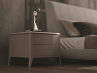 ARES GOLD - Rectangular bedside table with drawers