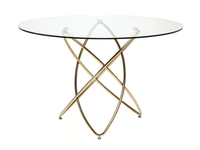 MOLEKULAR GOLD - Round Glass and Stainless Steel dining table _ KARE Design