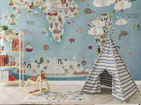 ANIMAL MAP - Motif nonwoven kids wallpaper _ MILLE997