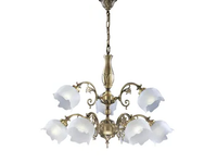 BIANCA 25/6+3 - Satin brass chandelier with glass _ Possoni Illuminazione