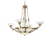 RAFFAELLO 1999/6+4 - Antique Brass chandelier with opal glass _ Possoni Illuminazione