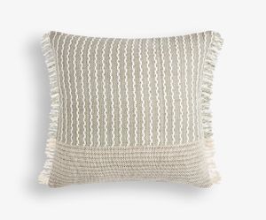 Large Green/White Embroidery Fringed Cushion - Accessories by Tetrad