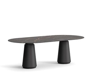 Dorik oval with Samas black phenolic surface and black structure - Table by ACTIU