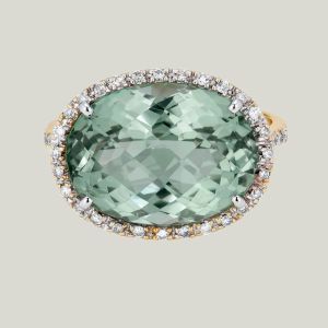 Green Quartz & Diamond Cocktail Ring - Accessories by Abchome