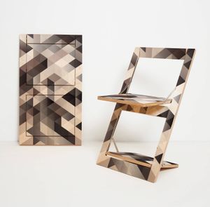 Fläpps Folding Chair - Criss Cross Gray (on birch) - Chair by Ambivalenz
