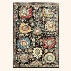 Black Antique Revival Wool Rug - 4' x 6' - Rug by Abchome