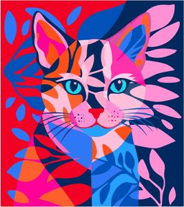 RED AND BLUE CAT by Nana Zuleta (Print) - Accessories by Robert Allen