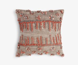 Medium Square Grey with Orange Lines Cushion - Accessories by Tetrad