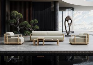 CALEO-natural 3-SEATER LOUNGE SET - Side table by SNOC