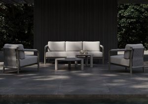 LORVAIN-silver 3 SEATER LOUNGE SET - Side table by SNOC