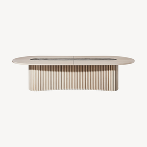 Embellish Oval Dining Table – Split Top with Brass Join & marble inlay - Accessories by Zuster