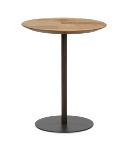 Cute round side table made of recycled teak and black lacquered steel 45 x 55 cm - Chair by Pilma