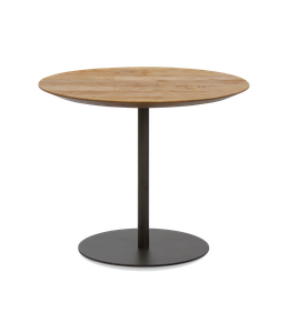 Cute round side table made of recycled teak and black lacquered steel 55 x 45 cm - Chair by Pilma