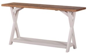 Byron Ivory Washed Cross Leg Console Table with Timber Tops - Console by 1825 srl