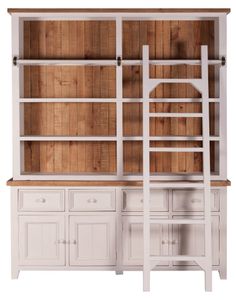 Byron Rustic Tawny Stain & Ivory Washed Bases Ladder Bookcase - Cabinet by 1825 srl