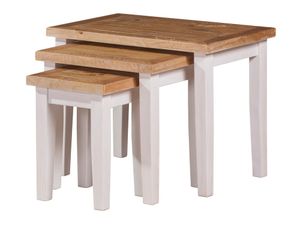 Byron Rustic Tawny Stain & Ivory Washed Bases Nest of Tables - Table by 1825 srl