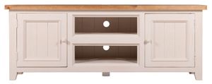 Byron Timber TV Unit in Rustic Tawny Stain & Ivory Washed Bases - Cabinet by 1825 srl
