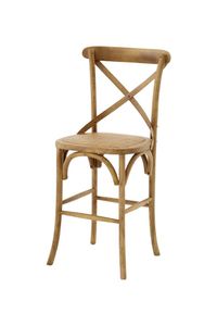 French Cross Back Breakfast Stool With Rattan Seat in Oak Stain - Stool by 1825 srl