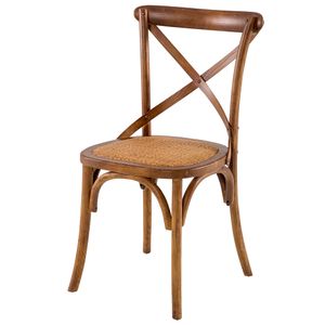 French Cross Rattan Seat Dining Chair With Oak Stain - Chair by 1825 srl