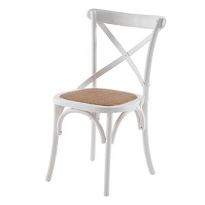 French Cross White Dining Chair With Rattan Seat | 1825 Interiors - Chair by 1825 srl