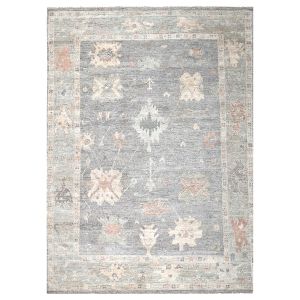 Light Grey Traditional Oushak Silk Rug - Rug by Abchome