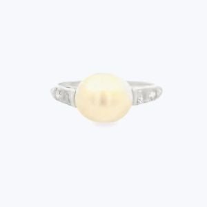 Platinum Vintage Pearl Diamond Ring - Accessories by Abchome