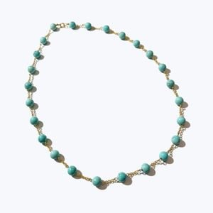 Turquoise & Gold Chain Necklace - Accessories by Abchome