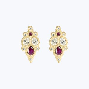 Floral Studs, Ruby - Accessories by Abchome