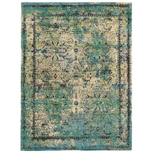 Teal & Cream Alchemy Silk Wool Blend Rug - 8'9" x 11'11" - Rug by Abchome