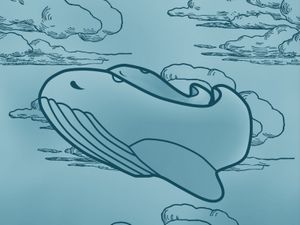 BUBBLE WHALE / Art. Blue - Wallpaper by AGENA