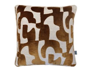 CUSHION DECOUPÉ VELVET LINEN CARAMEL  50×50 P - Styling by Aldeco