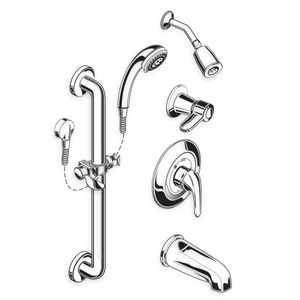 Commercial Shower Systems 1.5 GPM 36-in. 3-Function Hand Shower Kit with Slide-Grab Bar and Diverter Tub Spout - Shower by American Standard