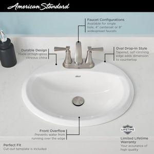 Reliant Oval Drop-In Sink, Single Hole - Washbasin by American Standard