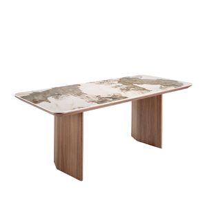 Dining table rectangular marble porcelain and walnut - Table by Angel Cerdá