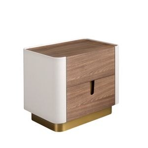 Bedside table noche walnut, beige, steel pulido gold and tapa walnut - Side table by Angel Cerdá