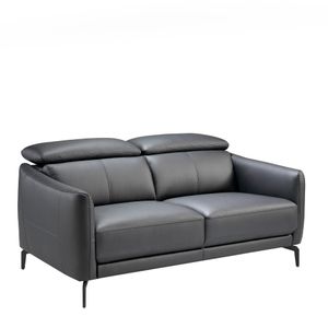Sofa 2 seater upholstered in leather with legs steel black - Sofa by Angel Cerdá