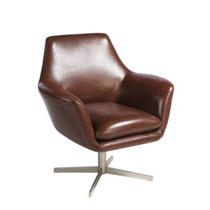 Armchair swivel upholstered in leather and frame in steel pulido - Armchair by Angel Cerdá