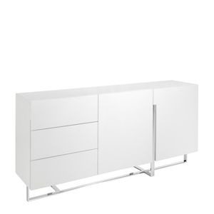 Sideboard wooden white and steel chrome - Cabinet by Angel Cerdá
