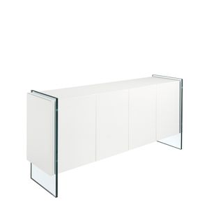 Sideboard wooden white and tempered glass - Cabinet by Angel Cerdá