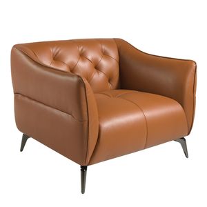 Armchair capitone upholstered in leather - Armchair by Angel Cerdá