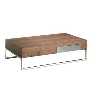Coffee table wooden walnut and steel chrome with drawer - Coffee table by Angel Cerdá