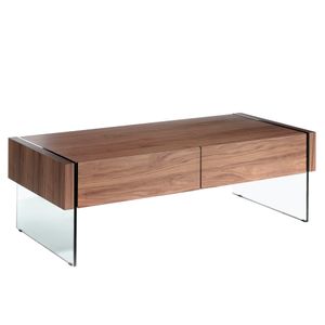 Coffee table rectangular walnut and tempered glass - Coffee table by Angel Cerdá
