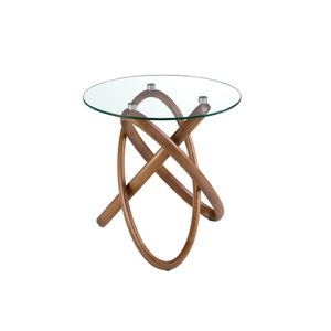 Table rincon round tempered glass and walnut - Side table by Angel Cerdá