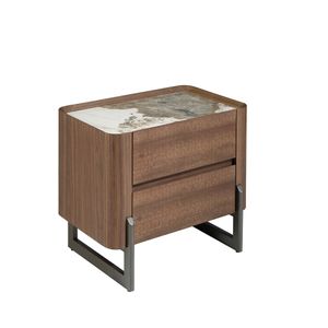 Bedside table noche walnut and steel oscuro metallic with tapa marble porcelain - Side table by Angel Cerdá