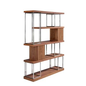 Shelving unit wooden walnut and stainless steel chrome - Cabinet by Angel Cerdá