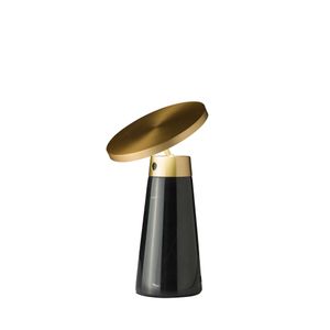 Lamp sobretable in marble nero marquina and steel pulido gold - Table lamp by Angel Cerdá