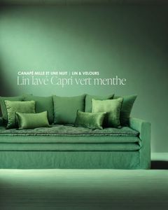 Canapé Bohème 220 cm lin lavé Capri & velours Tsar & Zahara chenille soft washed - Sofa by Bérengère Leroy