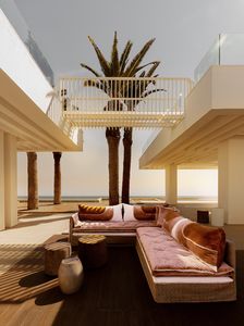 Canapé D’angle Mille et une Nuit Collection « Couture » Palm Springs Havane Beach / Fabriqué en France - Sofa by Bérengère Leroy