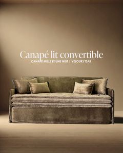 Canapé lit convertible Mille Et Une Nuit 200 cm en velours Tsar brun épicé - Sofa by Bérengère Leroy